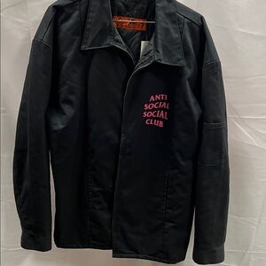 Anti Social Social Club Black Jacket with Pink Logo